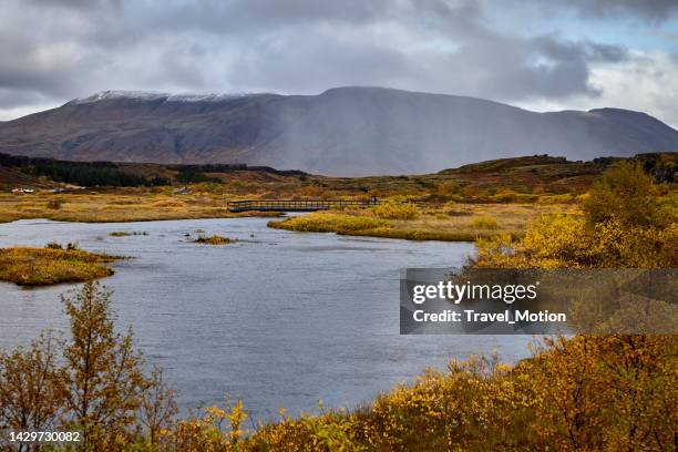 landscape of thingvellir national park at autumn in iceland - thingvellir stock pictures, royalty-free photos & images