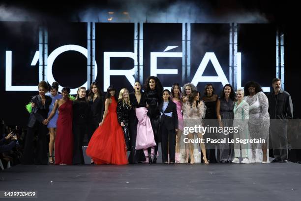 Gran Finale after the runway during the "Le Defile Walk Your Worth" By L'Oreal Womenswear Spring/Summer 2023 show as part of Paris Fashion Week on...