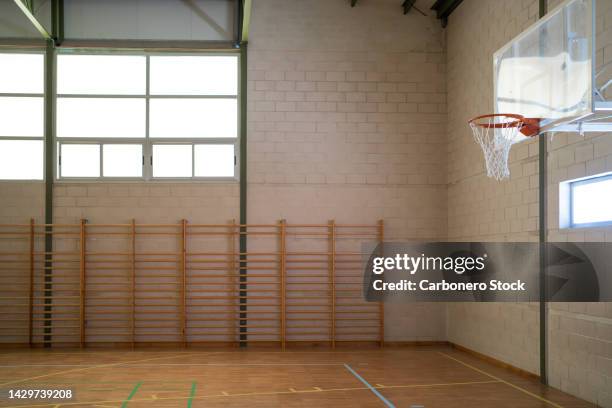 interiors of a sports hall in school - school gymnastics 個照片及圖片檔