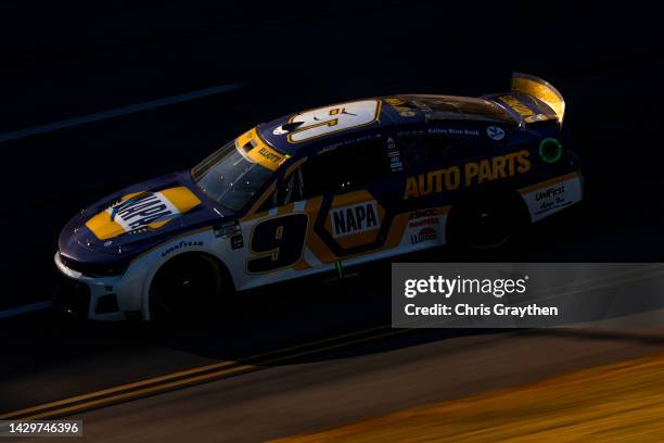 Chase Elliott, driver of the NAPA Auto Parts Chevrolet, drives during the NASCAR Cup Series YellaWood 500 at Talladega Superspeedway on October 02,...