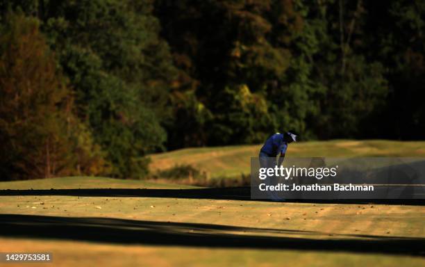 Cody Gribble of the United States plays a shot on the 17th hole during the final round of the Sanderson Farms Championship at The Country Club of...