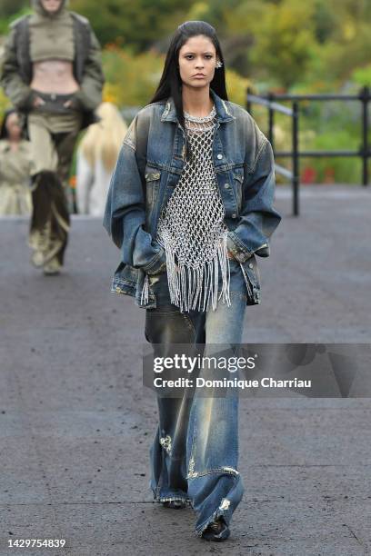 Model walks the runway during the Givenchy Womenswear Spring/Summer 2023 show as part of Paris Fashion Week on October 02, 2022 in Paris, France.