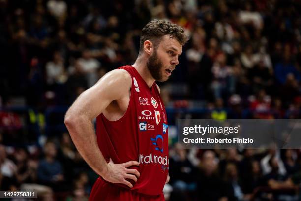 Nicolò Melli of EA7 Emporio Armani Milan during the LBA Lega Basket A Regular Season Round 1 match between EA7 Emporio Armani Milan and Germani...