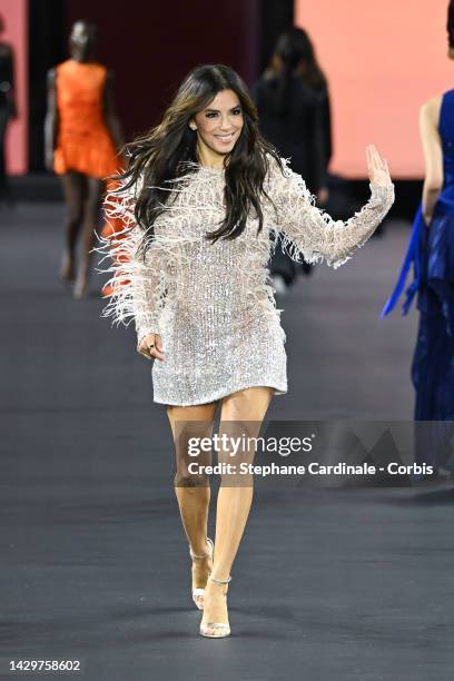 Eva Longoria walks the runway during the "Le Defile Walk Your Worth" By L'Oreal Womenswear Spring/Summer 2023 show as part of Paris Fashion Week on...