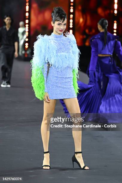 Luma Grothe walks the runway during the "Le Defile Walk Your Worth" By L'Oreal Womenswear Spring/Summer 2023 show as part of Paris Fashion Week on...