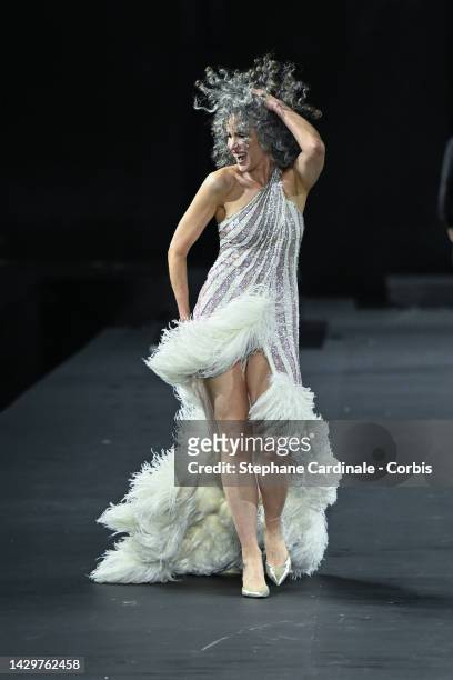 Andy MacDowell walks the runway during the "Le Defile Walk Your Worth" By L'Oreal Womenswear Spring/Summer 2023 show as part of Paris Fashion Week on...