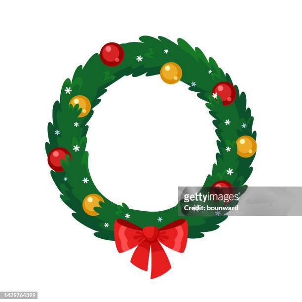 weihnachtskranz. - christmas tree vector stock-grafiken, -clipart, -cartoons und -symbole