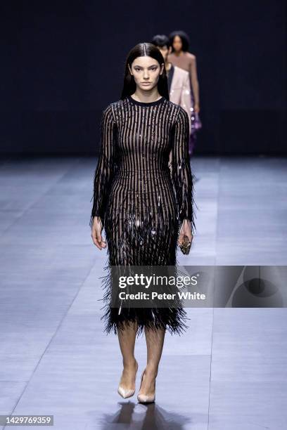 Model walks the runway during the Valentino Womenswear Spring/Summer 2023 show as part of Paris Fashion Week on October 02, 2022 in Paris, France.