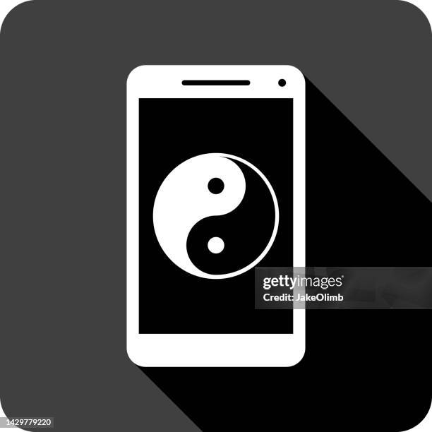 yin and yang smartphone icon silhouette - stress ball stock illustrations