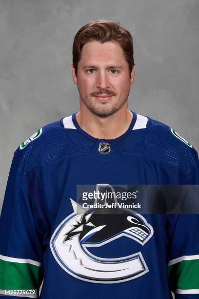 Miller of the Vancouver Canucks poses for his official headshot for the 2022-2023 season on September 21, 2022 at Rogers Arena in Vancouver, British...