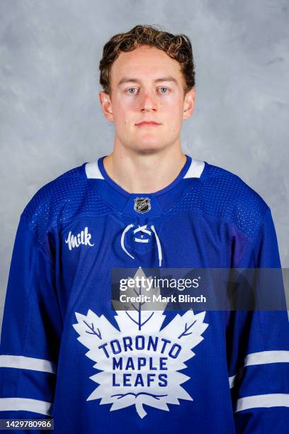 Bobby McMann of the Toronto Maple Leafs poses for his official headshot for the 2022-2023 season on September 21, 2022 at Ford Performance Centre in...