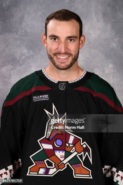 Shayne Gostisbehere of the Arizona Coyotes poses for his official headshot for the 2022-2023 season at The Westin Kierland Resort & Spa on September...