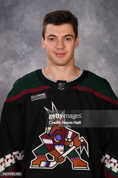 Dysin Mayo of the Arizona Coyotes poses for his official headshot for the 2022-2023 season at The Westin Kierland Resort & Spa on September 21, 2022...