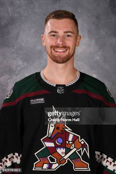 Karel Vejmelka of the Arizona Coyotes poses for his official headshot for the 2022-2023 season at The Westin Kierland Resort & Spa on September 21,...