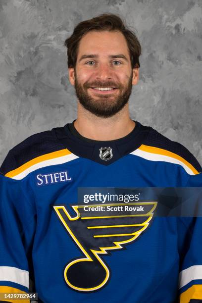 Brandon Saad of the St. Louis Blues poses for his official headshot for the 2022-2023 season on September 22, 2022 at the Centene Community Ice...