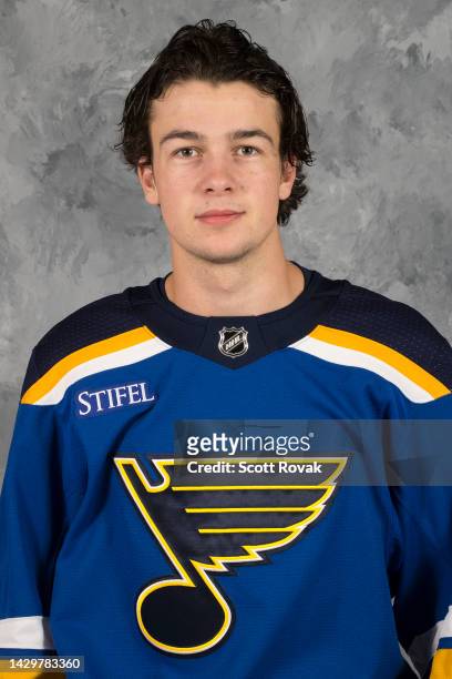 Will Cranley of the St. Louis Blues poses for his official headshot for the 2022-2023 season on September 22, 2022 at the Centene Community Ice...