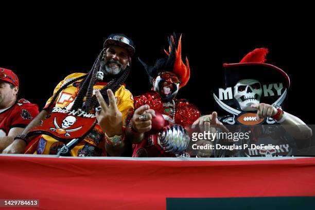 Tampa Bay Buccaneers fans celebrate prior to the game against the Kansas City Chiefs at Raymond James Stadium on October 02, 2022 in Tampa, Florida.