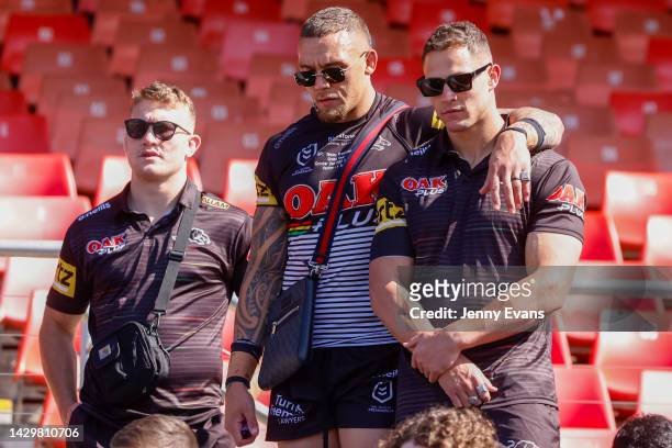 James Fisher-Harris still pictured in his playing kit during a fan day at at BlueBet Stadium after winning last night's NRL Grand Final at BlueBet...