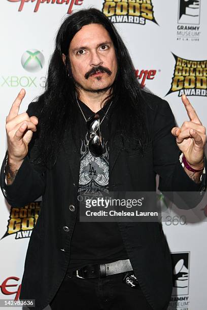 Tommy Victor of Prong arrives at the 4th annual Revolver Golden Gods awards at Club Nokia on April 11, 2012 in Los Angeles, California.
