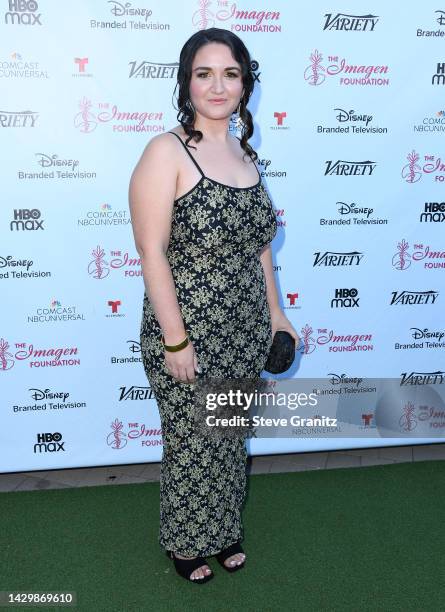 Maya Cueva arrives at the 2022 Imagen Awards at LA Plaza de Cultura y Artes on October 02, 2022 in Los Angeles, California.