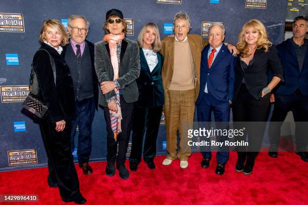 Kate Capshaw, Steven Spielberg, Mick Jagger, Sabrina Guinness, Tom Stoppard and Lorne Michaels attend the "Leopoldstadt" Broadway opening night at...
