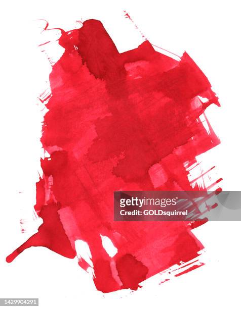 big splash made by red watercolor - abstract art design in vector full of visible abrasions, uneven smears and multi-layer paint application - amazing textured effect, original background illustration - frayed fabric stock illustrations