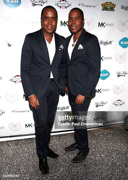 Antoine Von Boozier and Andre Von Boozier attend the "Eden's World" premiere party at Room Fifty5 at Dream Midtown on April 16, 2012 in New York City.