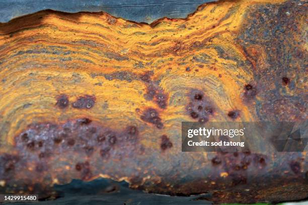 panoramic grunge rusted metal texture, rust and oxidized metal background. old metal iron panel. - rusty stock-fotos und bilder