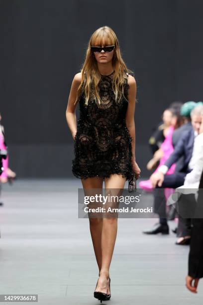 Model walks the runway during the Valentino Womenswear Spring/Summer 2023 show as part of Paris Fashion Week on October 02, 2022 in Paris, France.