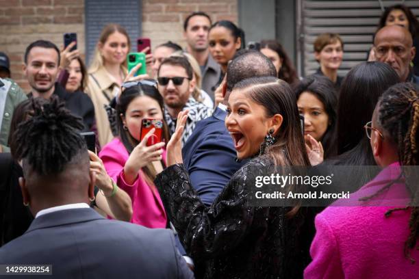 Zendaya attends the Paris Fashion Week - Womenswear Spring/Summer 2023 - Day Seven on October 02, 2022 in Paris, France.