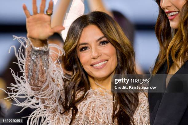 Eva Longoria walks the runway during the "Le Defile Walk Your Worth" By L'Oreal Paris Womenswear Spring/Summer 2023 show as part of Paris Fashion...