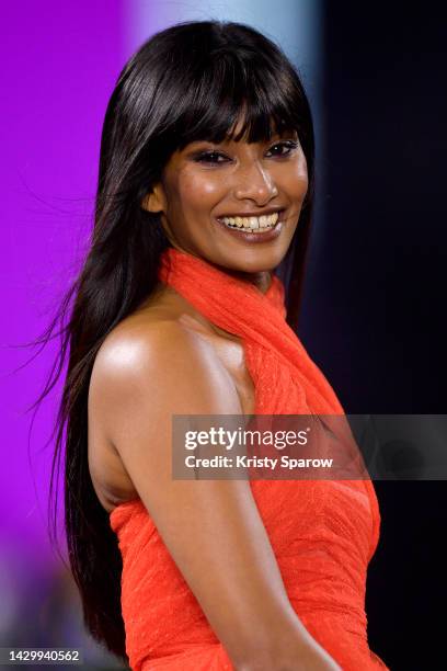 Nidhi Sunil walks the runway during the "Le Defile Walk Your Worth" By L'Oreal Paris Womenswear Spring/Summer 2023 show as part of Paris Fashion Week...