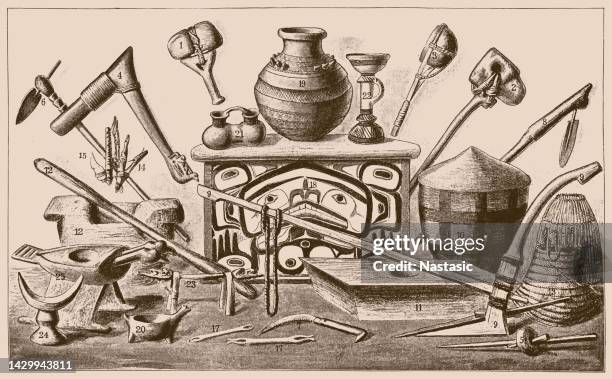 devices of primitive peoples - caveman stock illustrations