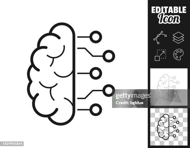 brain and circuit board. icon for design. easily editable - machine learning icon stock illustrations