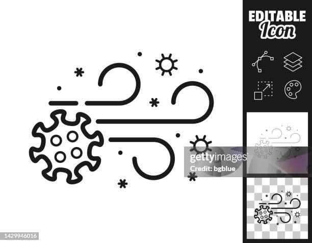 zellen in der luft - luftgetragenes coronavirus. icon für design. leicht editierbar - luft krank stock-grafiken, -clipart, -cartoons und -symbole