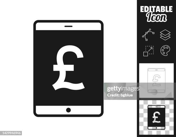 tablet pc with pound sign. icon for design. easily editable - using tablet isolated stock illustrations