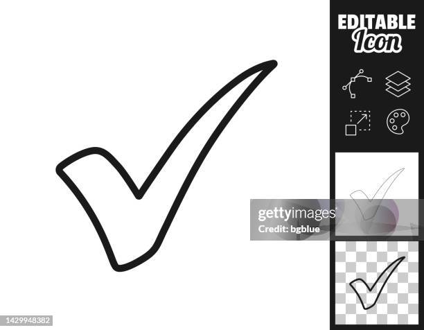 ilustraciones, imágenes clip art, dibujos animados e iconos de stock de marca de verificación. icono para el diseño. fácilmente editable - cheque en blanco