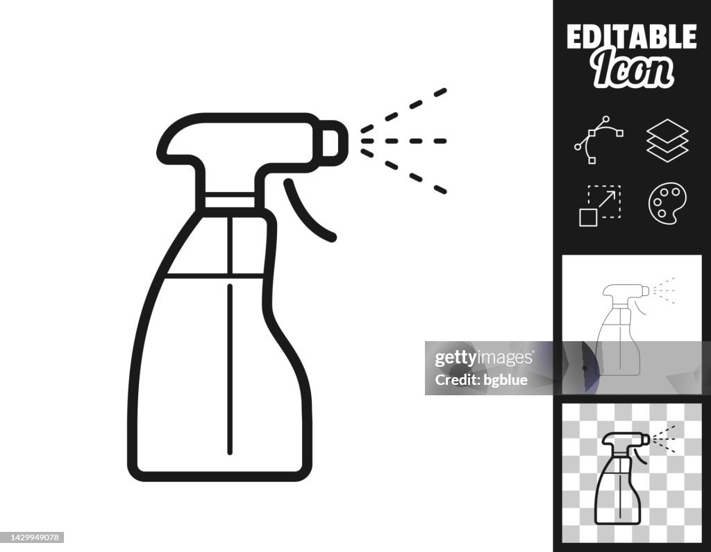 Reinigungssprühflasche. Icon für Design. Leicht editierbar