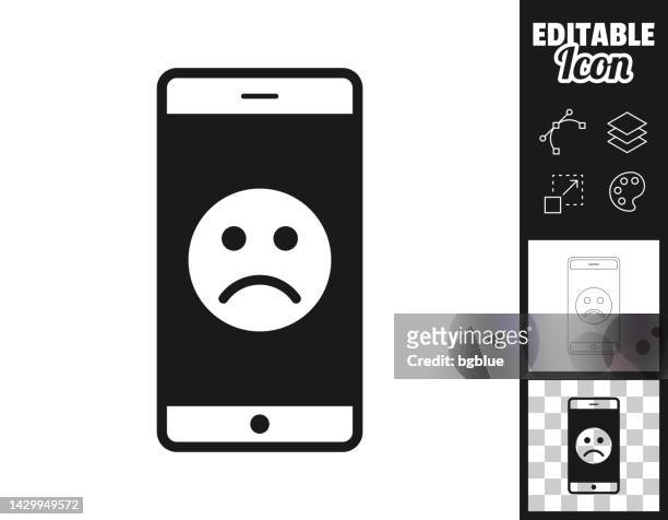 ilustrações, clipart, desenhos animados e ícones de smartphone com emoji triste. ícone para design. facilmente editável - disappointing phone