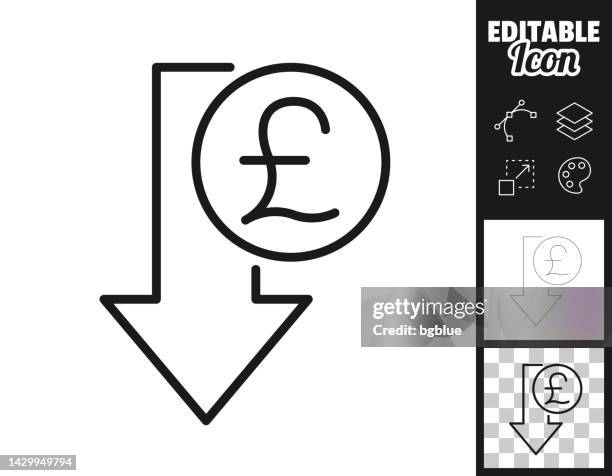 stockillustraties, clipart, cartoons en iconen met pound decrease. icon for design. easily editable - british currency