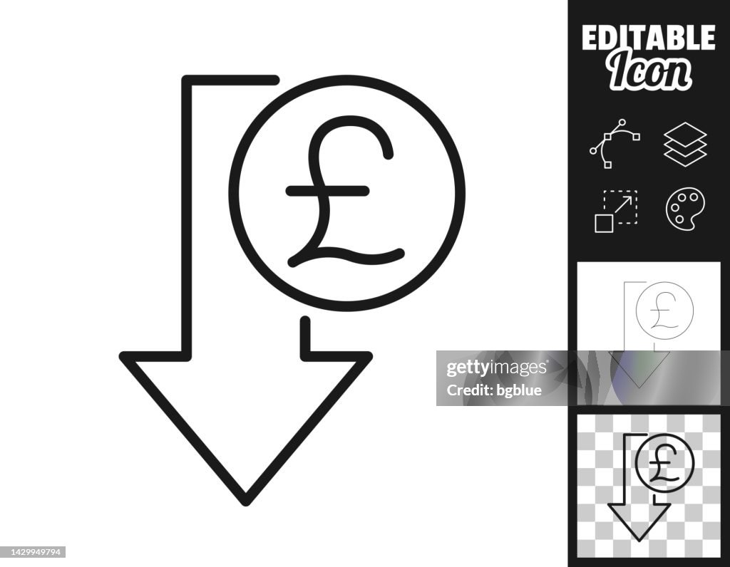 Pound decrease. Icon for design. Easily editable