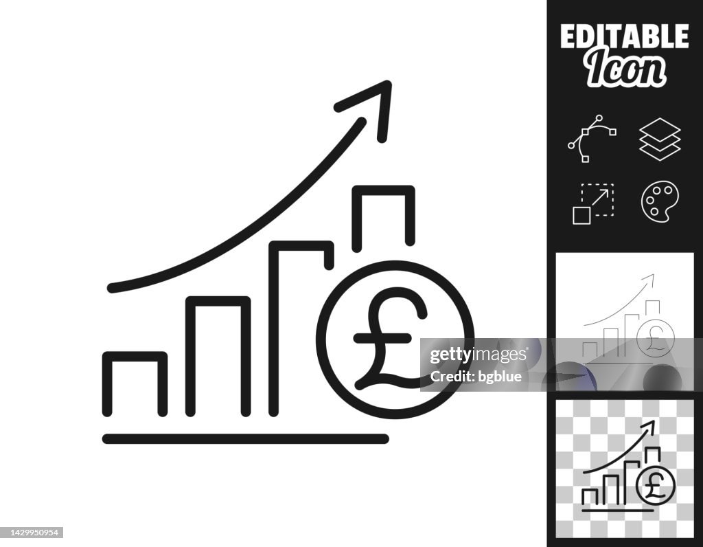Chart of increased Pound rate. Icon for design. Easily editable