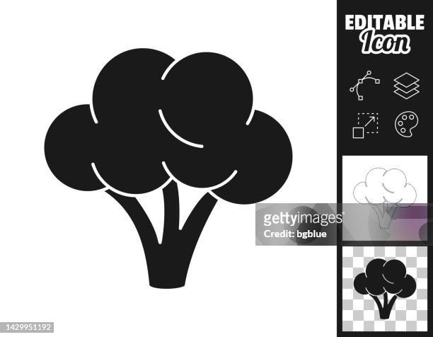 broccoli. icon for design. easily editable - broccoli on white stock illustrations