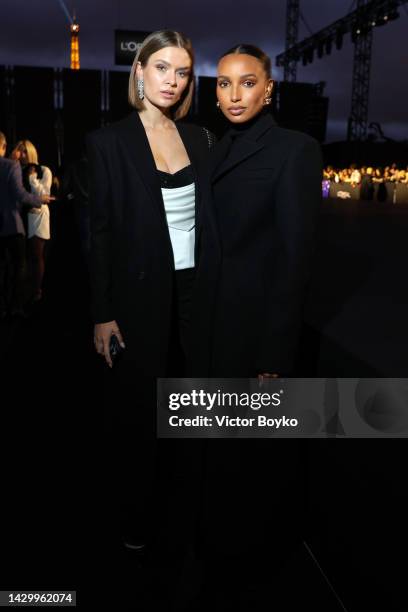 Josephine Skriver and Jasmine Tookes attend the "Le Defile Walk Your Worth" By L'Oreal Paris Womenswear Spring/Summer 2023 show as part of Paris...