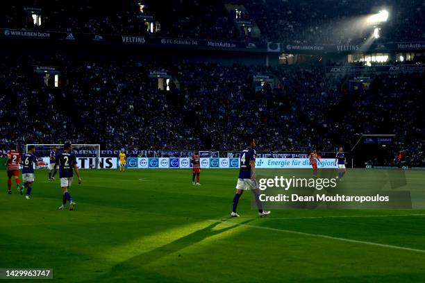 Maya Yoshida of Schalke looks on during the Bundesliga match between FC Schalke 04 and FC Augsburg at Veltins-Arena on October 02, 2022 in...