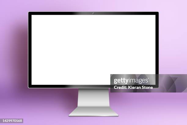 blank silver monitor screen - blank laptop screen stock-fotos und bilder