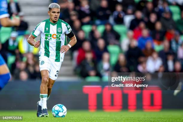 Ragnar Oratmangoen of FC Groningen during the Dutch Eredivisie match between FC Groningen and AZ Alkmaar at Euroborg on October 1, 2022 in Groningen,...