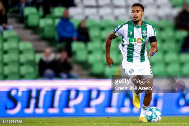 Cyril Ngonge of FC Groningen during the Dutch Eredivisie match between FC Groningen and AZ Alkmaar at Euroborg on October 1, 2022 in Groningen,...