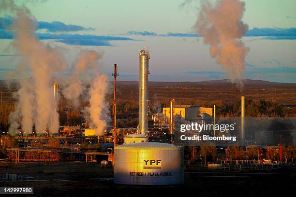 An exterior view of the Repsol YPF SA oil refinery in Plaza Huincul in the Patagonian province of Neuquen, Argentina, on Friday, May 13, 2005. The...