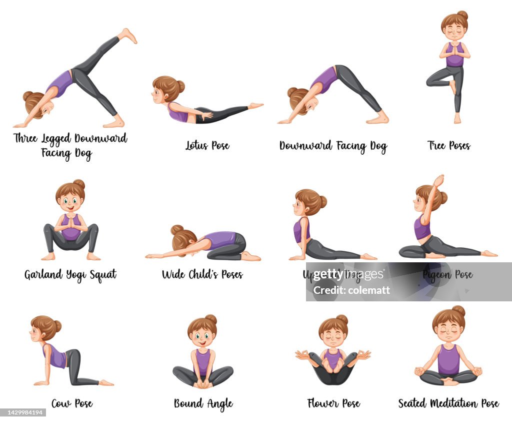 Set Of Yoga Postures High-Res Vector Graphic - Getty Images